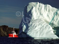 Iceberg and Coast Guard ship